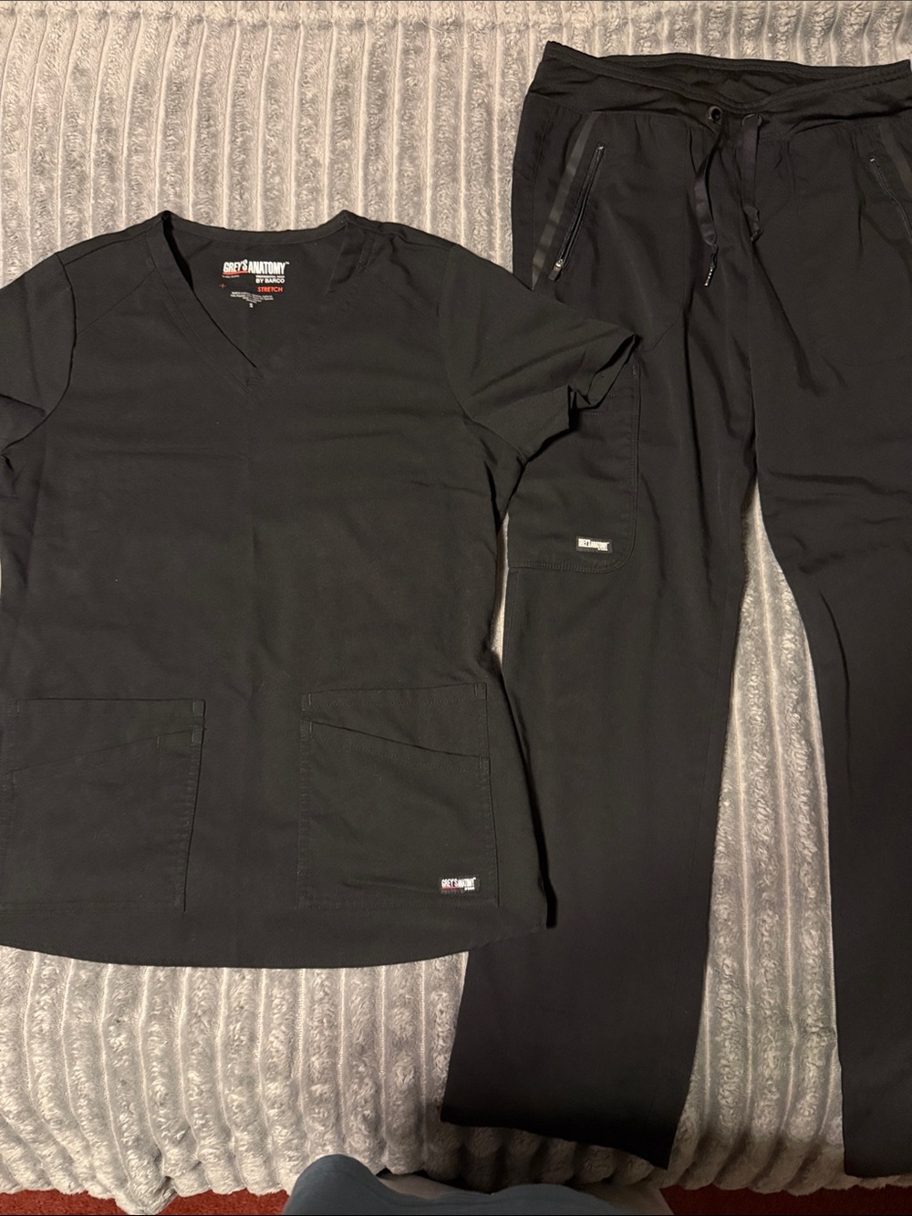 Grey's Anatomy Womens Black Scrub Top & Pants Set